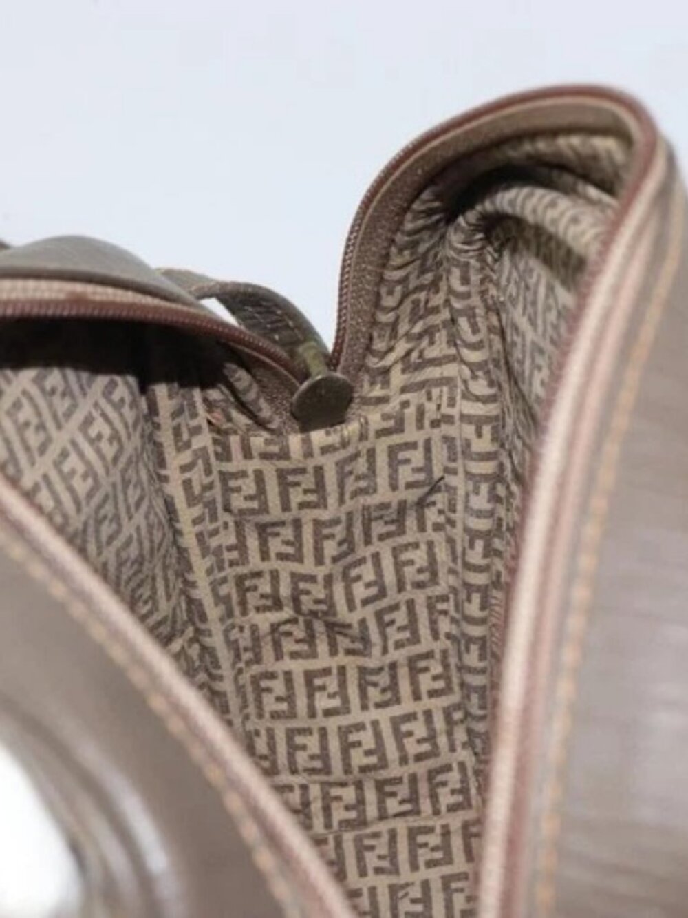 FENDI Zucchino Canvas Shoulder Bag Beige Auth - Picture 13 of 16